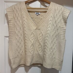 Cropped Cable Knit V-Neck Sweater Vest
